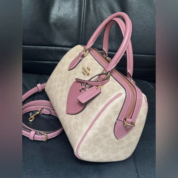 NWT Coach Rowan Satchel Bag In Signature Canvas With Heart Charm CDB21 - Picture 8 of 13